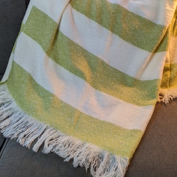 HARMAN HOME Bold Stripe Super Soft Faux Mohair Throw Green 50" X 60" Brand New - Picture 9 of 10